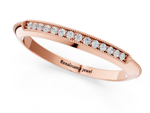 Rose gold Milgrain Round Diamond Pavé Set Half Eternity Band