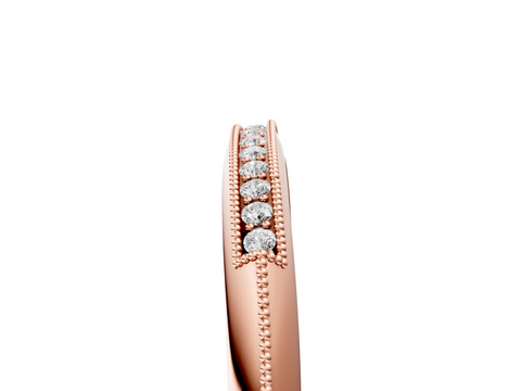 Rose gold Milgrain Round Diamond Pavé Set Half Eternity Band