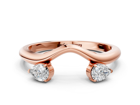 Rose gold Open Band Pear Cut Prong Set Diamond Ring