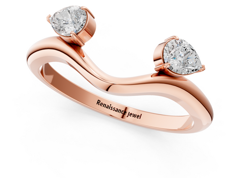 Rose gold Open Band Pear Cut Prong Set Diamond Ring