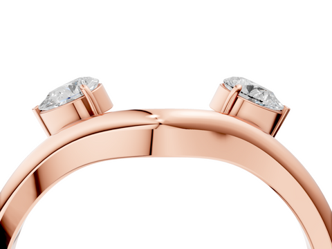 Rose gold Open Band Pear Cut Prong Set Diamond Ring