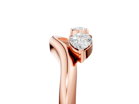 Rose gold Open Band Pear Cut Prong Set Diamond Ring