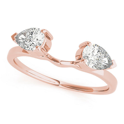 Rose gold Open Pear-Cut Diamond Bypass Ring with Prong Setting