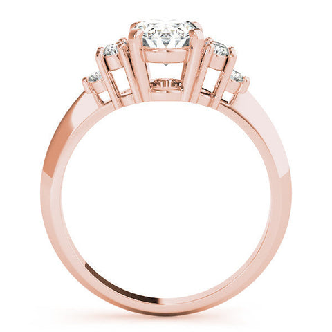 Rose gold Oval Cut Diamond Cluster Ring with Solitaire Band and Four-Prong Setting