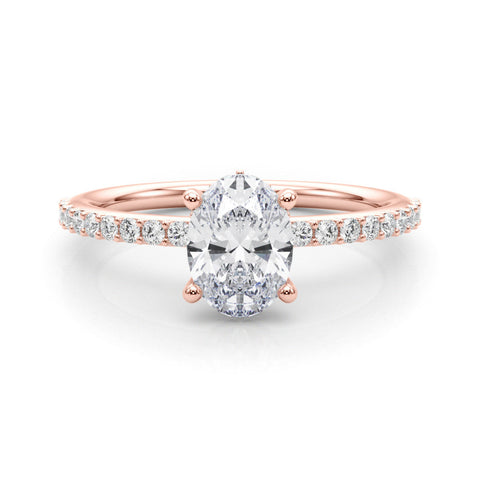 Rose gold Oval Cut Diamond Pavé Band with Four-Prong Setting