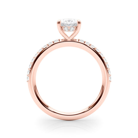 Rose gold Oval Cut Diamond Pavé Band with Four-Prong Setting