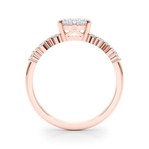 Rose gold Oval Diamond Cluster Pavé Band with Four-Prong Setting