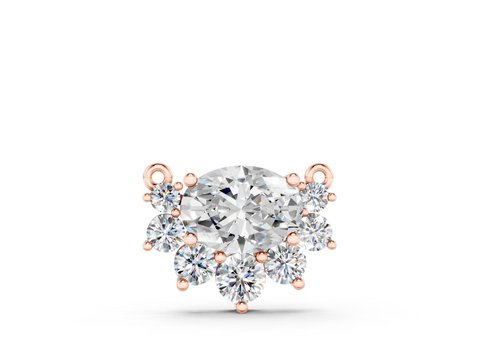 Rose gold Oval Diamond Cluster Pendant with Prong Setting