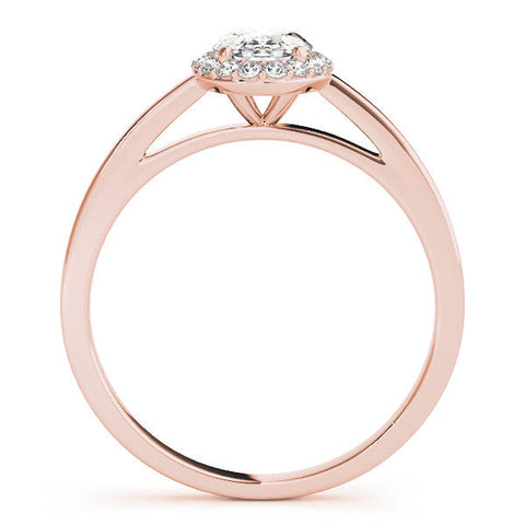 Rose gold Oval Halo Diamond Ring with Solitaire Band and Prong Setting