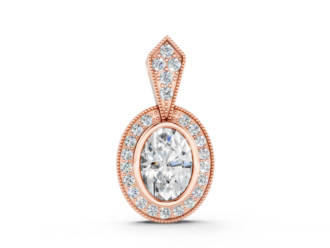 Rose gold Oval Halo Pavé Diamond Pendant