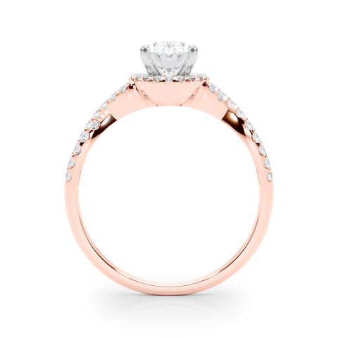 Rose gold Fancy Pink Oval  Halo Twist Band Solitaire Prong Setting Ring
