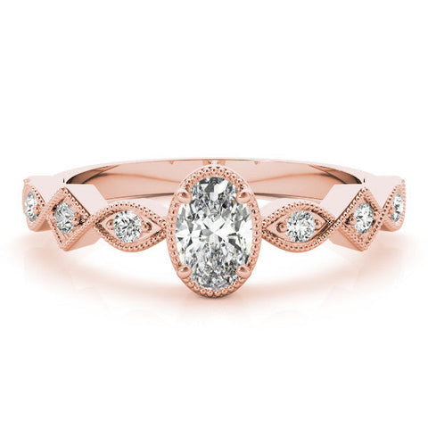 Rose gold Oval Milgrain Marquise Diamond Twist Band Ring