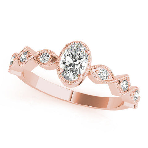Rose gold Oval Milgrain Marquise Diamond Twist Band Ring