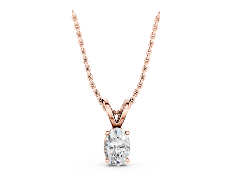 Rose gold Oval Solitaire Diamond Prong Pendant