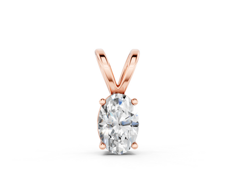 Rose gold Oval Solitaire Diamond Prong Pendant