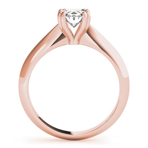 Rose gold Oval Solitaire Diamond Ring with Four-Prong Setting on a Tapered Band