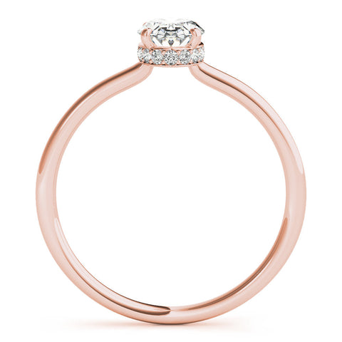 Rose gold Oval Solitaire Diamond Ring with Thin Band and Four-Prong Setting