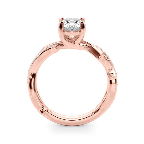 Rose gold Oval Solitaire Diamond Twist Band with Four-Prong Setting