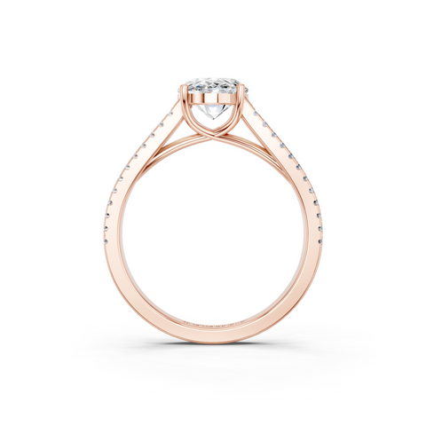 Rose gold Oval Solitaire Split Shank Pavé Diamond Engagement Ring