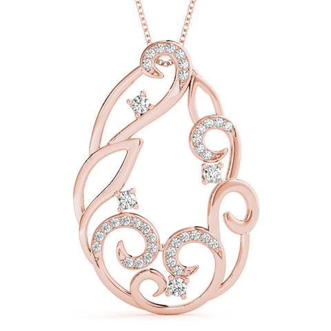 Rose gold Pavé Diamond Round Pendant with Four-Prong Setting