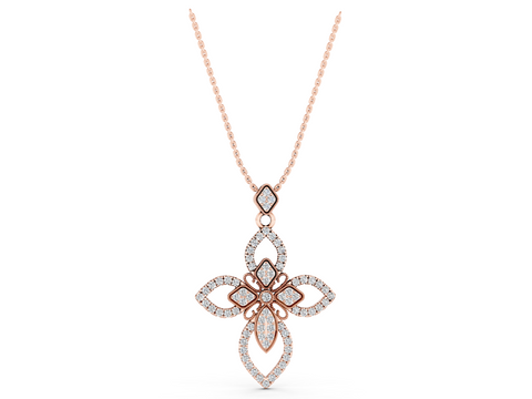 Rose gold Pavé Marquise Diamond Cross Pendant