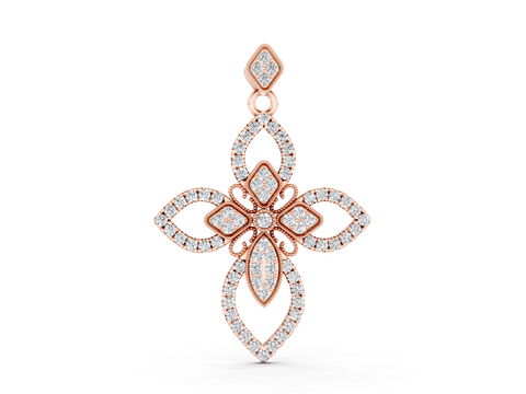 Rose gold Pavé Marquise Diamond Cross Pendant