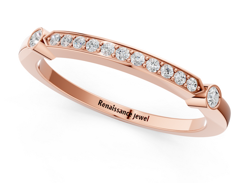 Rose gold Pavé Round Diamond Bar Station Ring with Channel Setting