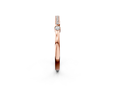 Rose gold Pavé Round Diamond Bar Station Ring with Channel Setting