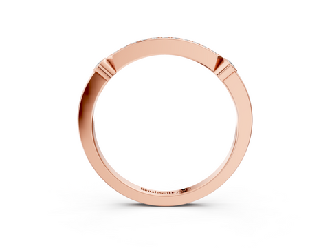 Rose gold Pavé Round Diamond Bar Station Ring with Channel Setting