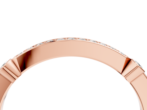 Rose gold Pavé Round Diamond Bar Station Ring with Channel Setting