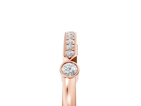 Rose gold Pavé Round Diamond Bar Station Ring with Channel Setting