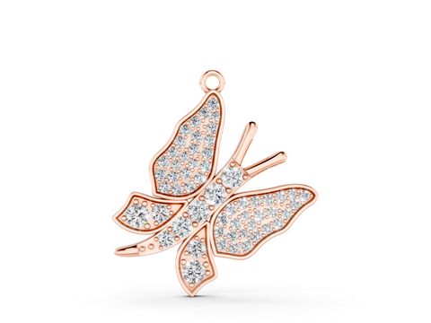 Rose gold Pavé Round Diamond Butterfly Pendant