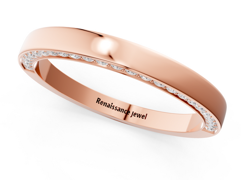 Rose gold Pavé Round Diamond Channel-Set Platinum Band