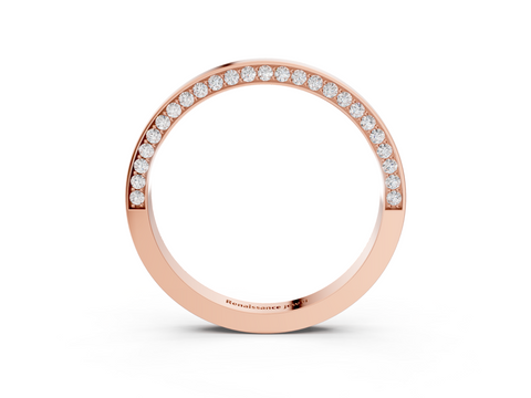 Rose gold Pavé Round Diamond Channel-Set Platinum Band