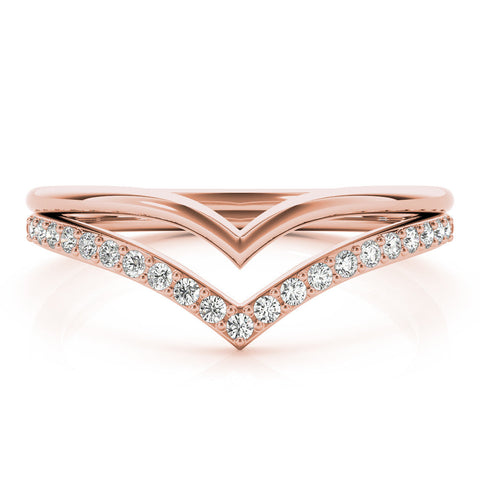 Rose gold Pavé Round Diamond Chevron Band with Channel Setting