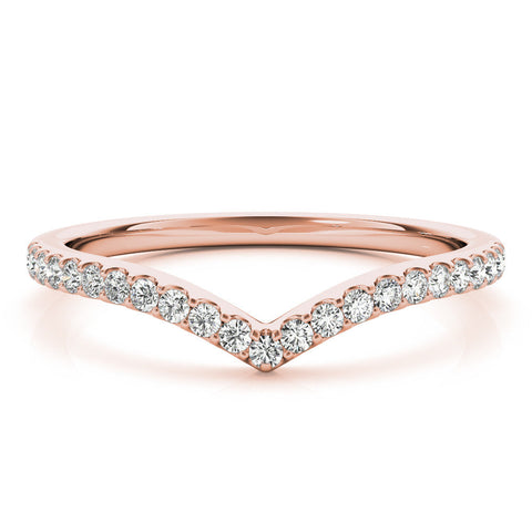 Rose gold Pavé Round Diamond Chevron Band with Shared Prong Setting
