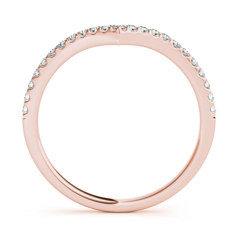 Rose gold Pavé Round Diamond Chevron Band with Shared Prong Setting