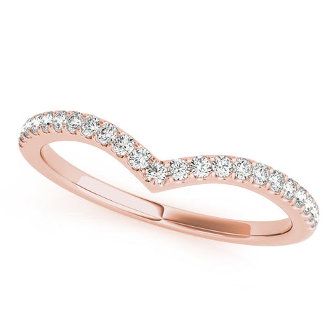Rose gold Pavé Round Diamond Chevron Band with Shared Prong Setting