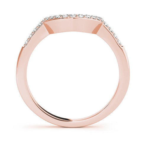 Rose gold Pavé Round Diamond Contour Band with Prong Setting