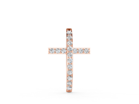Rose gold Pavé Round Diamond Cross Pendant with Prong Setting
