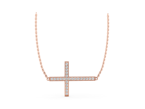 Rose gold Pavé Round Diamond Cross Pendant