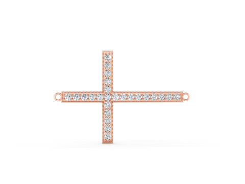 Rose gold Pavé Round Diamond Cross Pendant
