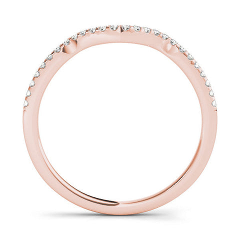 Rose gold Pavé Round Diamond Curved Band with Micro Prong Setting