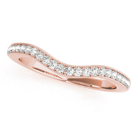 Rose gold Pavé Round Diamond Curved Band with Milgrain Edge