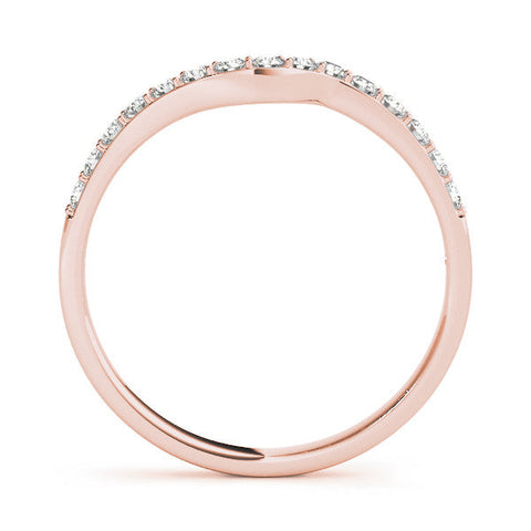 Rose gold Pavé Round Diamond Curved Band with Prong Setting