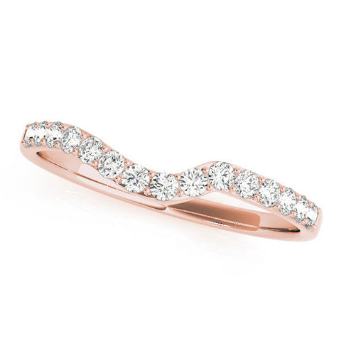 Rose gold Pavé Round Diamond Curved Band with Prong Setting