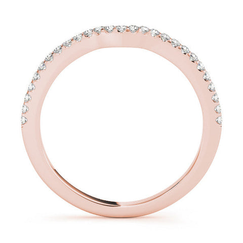 Rose gold Pavé Round Diamond Curved Wedding Band with Shared Prong Setting
