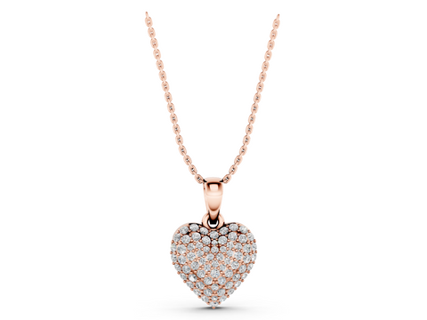Rose gold Pavé Round Diamond Heart Pendant
