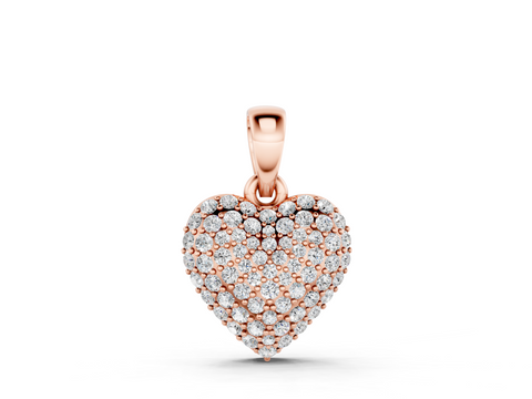 Rose gold Pavé Round Diamond Heart Pendant
