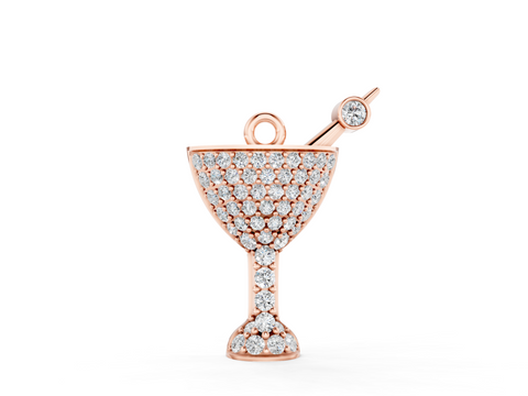 Rose gold Pavé Round Diamond Martini Glass Pendant with Bezel Prong Setting